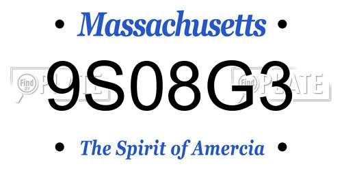 9S08G3 Massachusetts License Plate