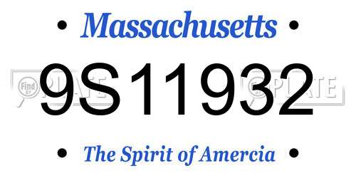 9S11932 Massachusetts License Plate