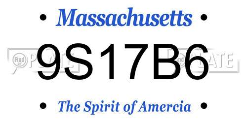 9S17B6 Massachusetts License Plate