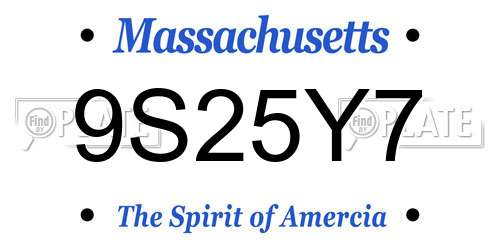 9S25Y7 Massachusetts License Plate