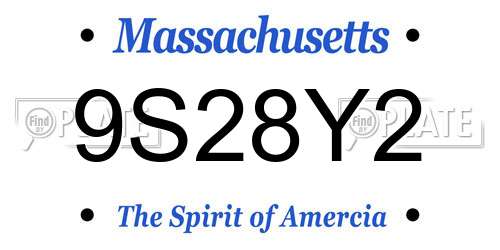 9S28Y2 Massachusetts License Plate