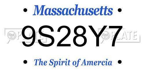 9S28Y7 Massachusetts License Plate
