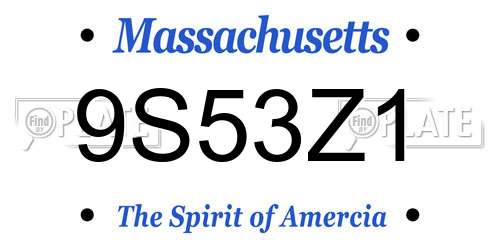 9S53Z1 Massachusetts License Plate