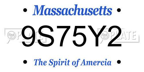 9S75Y2 Massachusetts License Plate