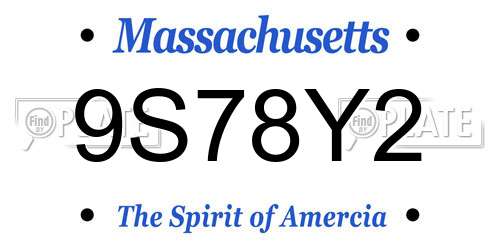 9S78Y2 Massachusetts License Plate