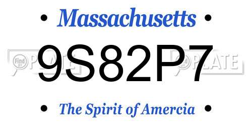 9S82P7 Massachusetts License Plate
