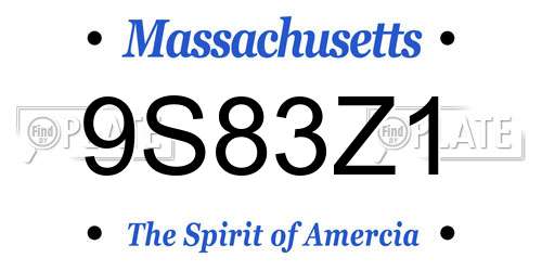 9S83Z1 Massachusetts License Plate