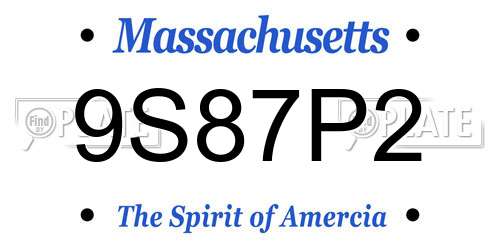 9S87P2 Massachusetts License Plate