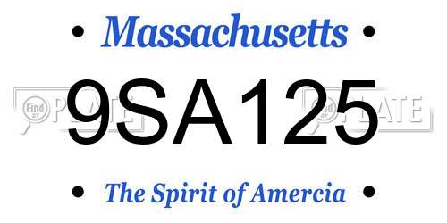 9SA125 Massachusetts License Plate