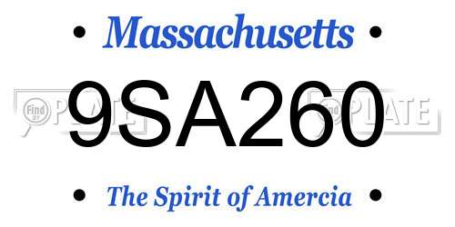 9SA260 Massachusetts License Plate