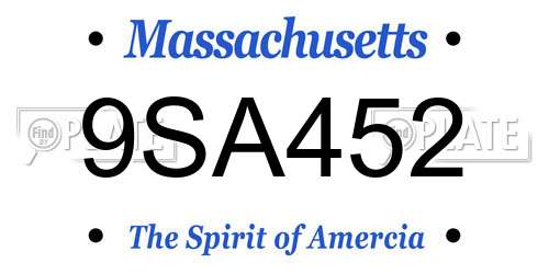 9SA452 Massachusetts License Plate