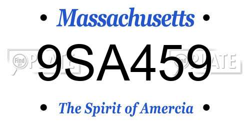 9SA459 Massachusetts License Plate