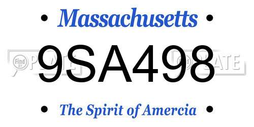 9SA498 Massachusetts License Plate