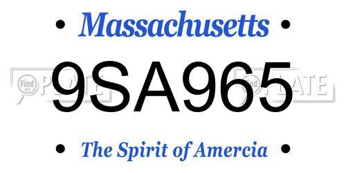 9SA965 Massachusetts License Plate