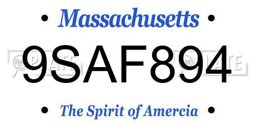 9SAF894 Massachusetts License Plate