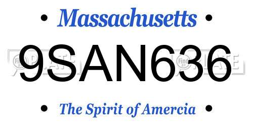 9SAN636 Massachusetts License Plate