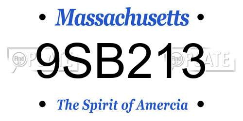 9SB213 Massachusetts License Plate