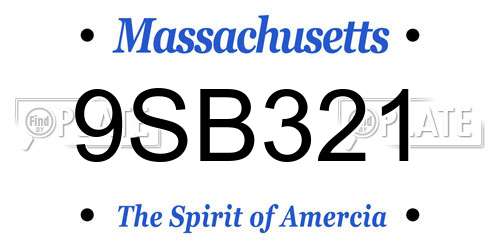 9SB321 Massachusetts License Plate