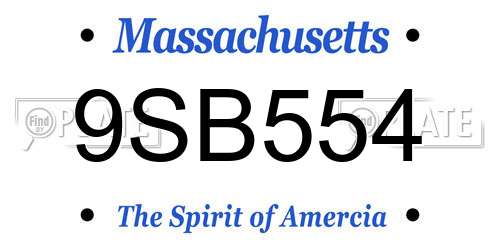 9SB554 Massachusetts License Plate