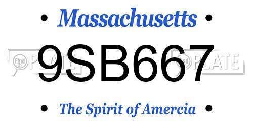 9SB667 Massachusetts License Plate