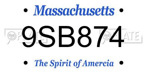 9SB874 Massachusetts License Plate