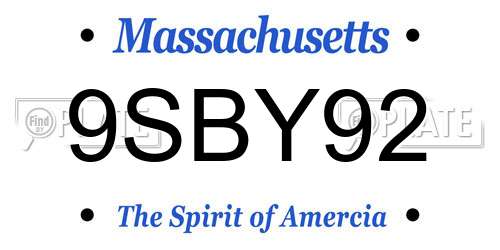 9SBY92 Massachusetts License Plate