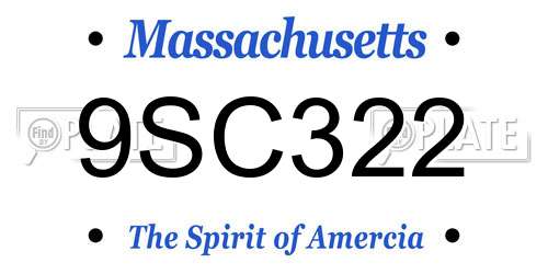 9SC322 Massachusetts License Plate