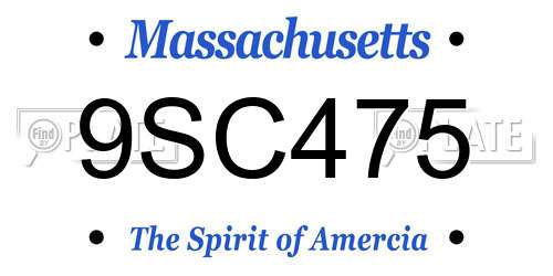 9SC475 Massachusetts License Plate
