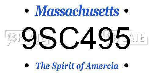 9SC495 Massachusetts License Plate