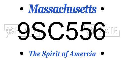 9SC556 Massachusetts License Plate