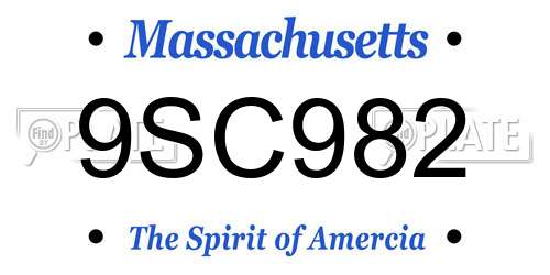 9SC982 Massachusetts License Plate