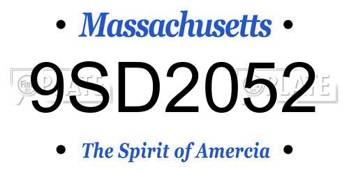 9SD2052 Massachusetts License Plate