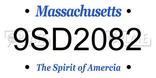 9SD2082 Massachusetts License Plate