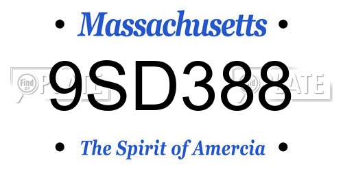 9SD388 Massachusetts License Plate