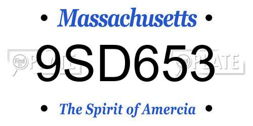 9SD653 Massachusetts License Plate
