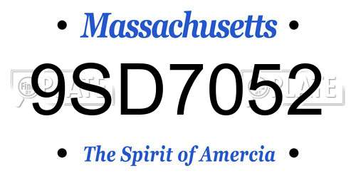 9SD7052 Massachusetts License Plate
