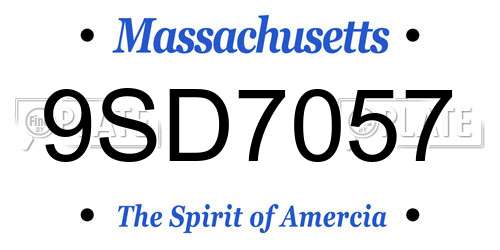 9SD7057 Massachusetts License Plate
