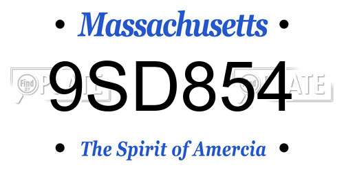 9SD854 Massachusetts License Plate