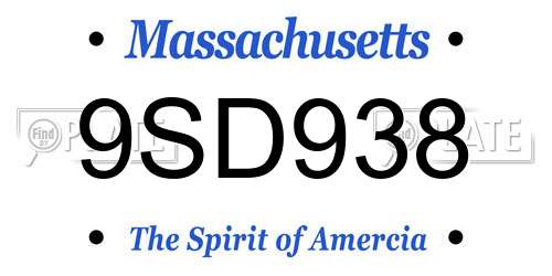 9SD938 Massachusetts License Plate