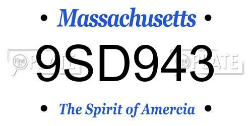 9SD943 Massachusetts License Plate