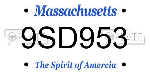 9SD953 Massachusetts License Plate