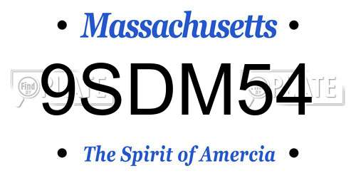 9SDM54 Massachusetts License Plate