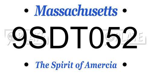 9SDT052 Massachusetts License Plate