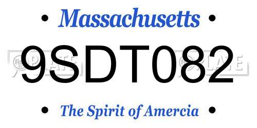 9SDT082 Massachusetts License Plate