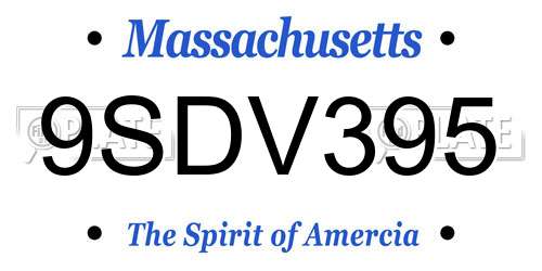 9SDV395 Massachusetts License Plate