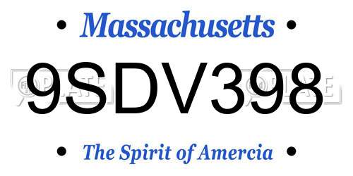 9SDV398 Massachusetts License Plate