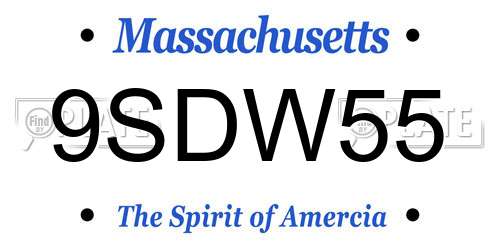 9SDW55 Massachusetts License Plate