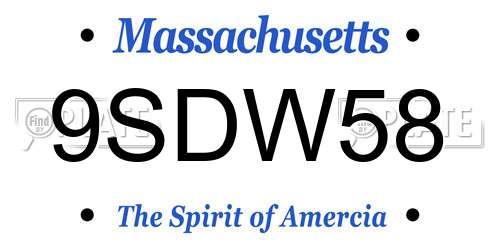 9SDW58 Massachusetts License Plate