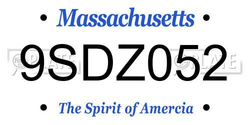 9SDZ052 Massachusetts License Plate