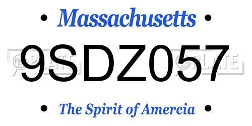 9SDZ057 Massachusetts License Plate